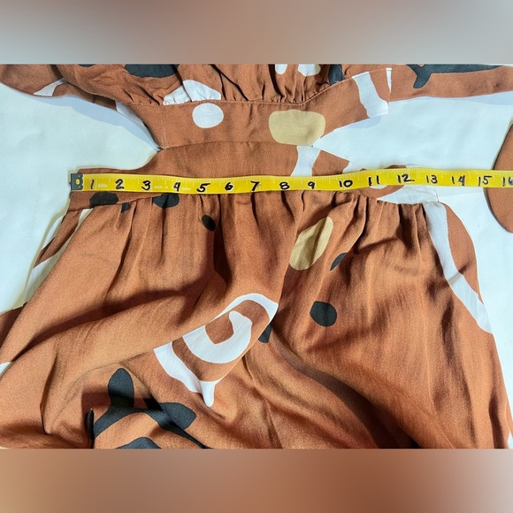 ILLA ILLA Brown and White graphic print open waist sleeveless maxi dress size S - Picture 13 of 14
